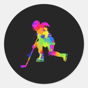 Pegatina Redonda Hockey Hockey sobre hielo chicas mujeres jóvenes n