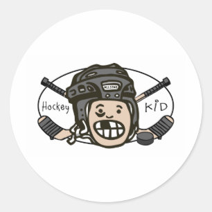 Pegatina Redonda Hockey Kid Black