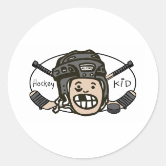 Pegatina Redonda Hockey Kid Black