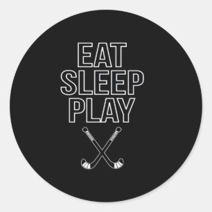Pegatina Redonda Hockey Lover Comer, Dormir Y Jugar Hockey