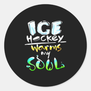 Pegatina Redonda Hockey Lover   El hockey sobre hielo calienta mi a