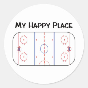 Pegatina Redonda Hockey Mi lugar feliz