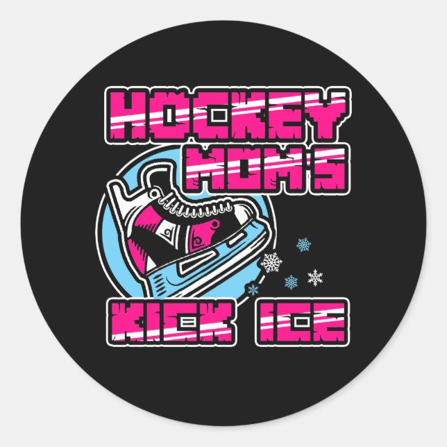 Pegatina Redonda Hockey Moms Kick Ice (Anverso)
