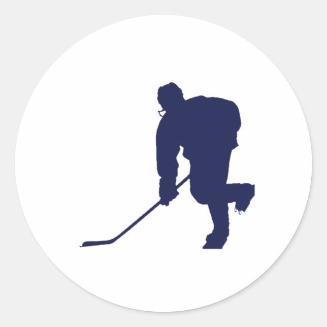 Pegatina Redonda Hockey_Player_Blue (Anverso)