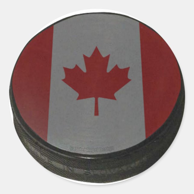 Pegatina Redonda Hockey Puck canadiense (Anverso)