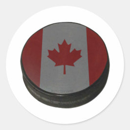 Pegatina Redonda Hockey Puck canadiense