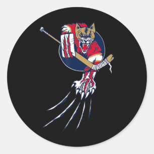 Pegatina Redonda Hockey Puma León Gato Hielo Bestia de la Jungla Po