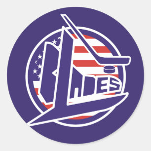 Pegatina Redonda Hockey Retro USA Blades