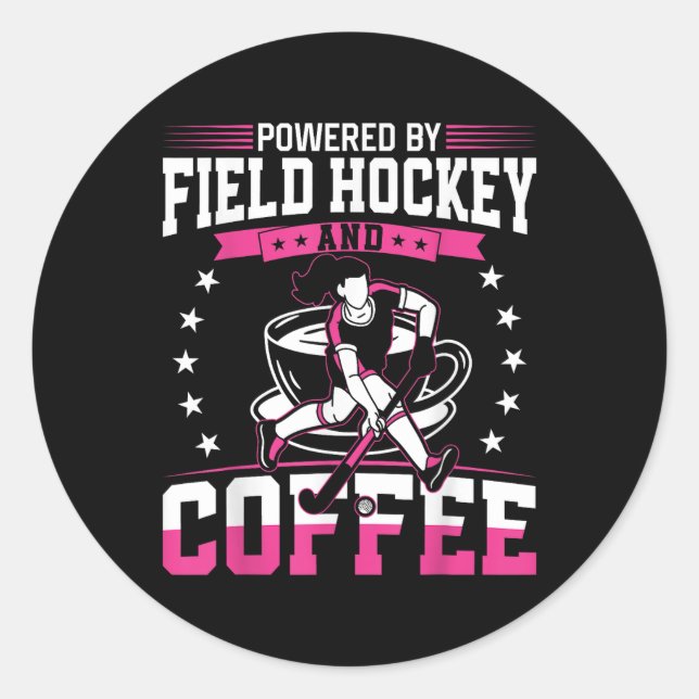 Pegatina Redonda Hockey sobre césped Café con el poder del Hockey s (Anverso)