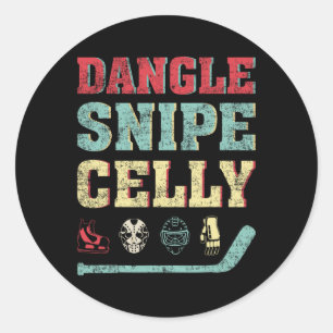 Pegatina Redonda Hockey sobre césped divertido Tee Dangle Snipe Cel