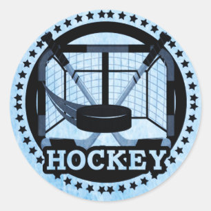 Pegatina Redonda Hockey sobre hielo azul