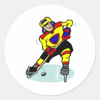 Pegatina Redonda Hockey sobre hielo Azul rojo amarillo