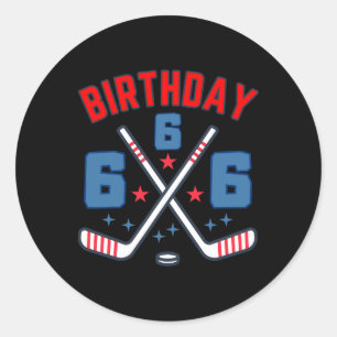 Pegatina Redonda Hockey sobre hielo Cumpleaños de seis niños Fiesta