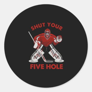 Pegatina Redonda Hockey sobre hielo divertido - Cállate tu cinco ho