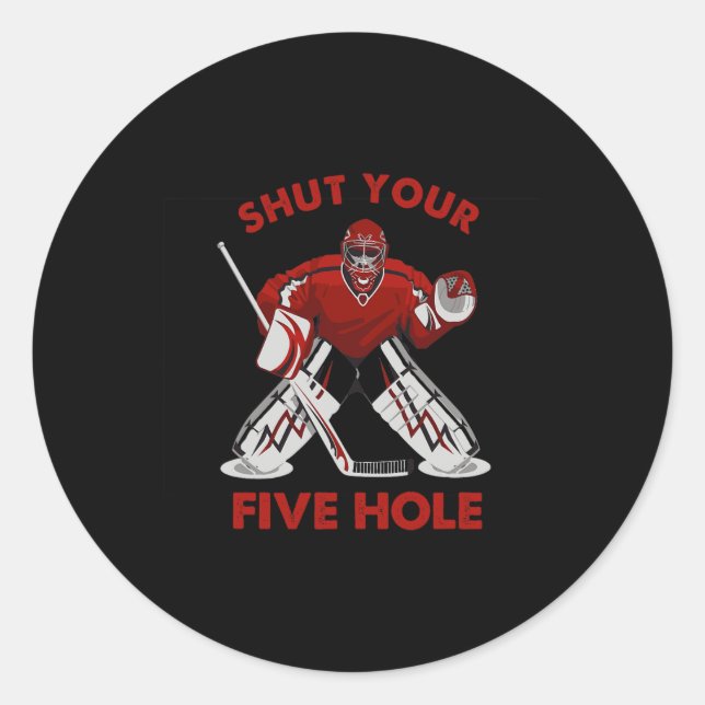 Pegatina Redonda Hockey sobre hielo divertido - Cállate tu cinco ho (Anverso)