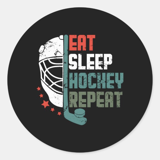 Pegatina Redonda Hockey sobre hielo Eche Sleep Hockey Hockey sobre  (Anverso)