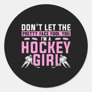 Pegatina Redonda Hockey sobre hielo genial para mujeres jugadoras d