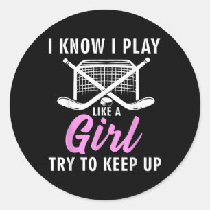 Pegatina Redonda Hockey sobre hielo genial para mujeres y niñas ama