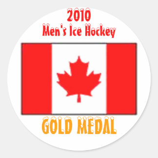 Pegatina Redonda Hockey sobre hielo masculino de Canadá 2010 - Meda