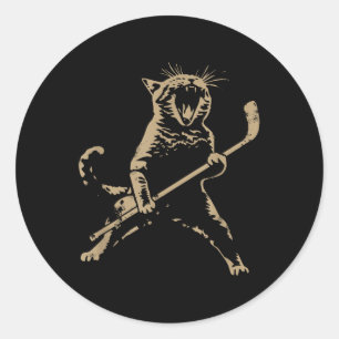 Pegatina Redonda Hockey sobre hielo para jugar al gato