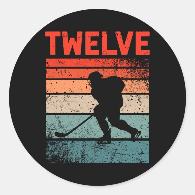 Pegatina Redonda Hockey sobre hielo Retro de 12 años Gi (Anverso)