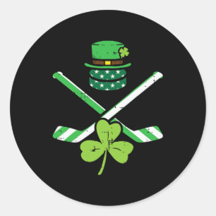 Pegatina Redonda Hockey sobre hielo Saint Pattys Hombres irlandeses