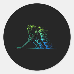 Pegatina Redonda Hockey sobre hielo y gráfico de hockey hombres y n