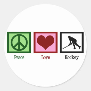 Pegatina Redonda Hockey sobre hierba de amor por la paz