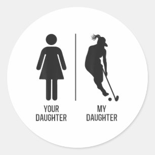 Pegatina Redonda Hockey sobre hierba Tu hija mi hija _1