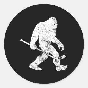 Pegatina Redonda Hockey sobre hierba Vintage Sasquatch Funny Hombre