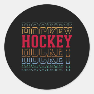 Pegatina Redonda Hockey Texto en capas divertido Equipo Jugador Ent