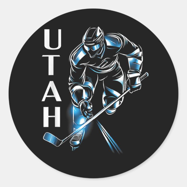 Pegatina Redonda Hockey Utah (Anverso)