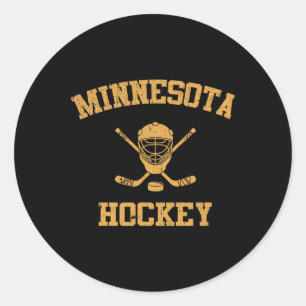 Pegatina Redonda Hockey Vintage de Minnesota