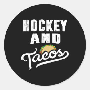 Pegatina Redonda Hockey y tacos Dad Niños Jugador de hielo Taco Gif
