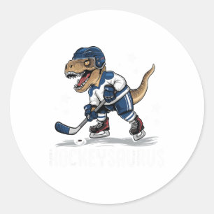Pegatina Redonda Hockeysaurus Dinosaurio Divertido Hockey Niños Hoc
