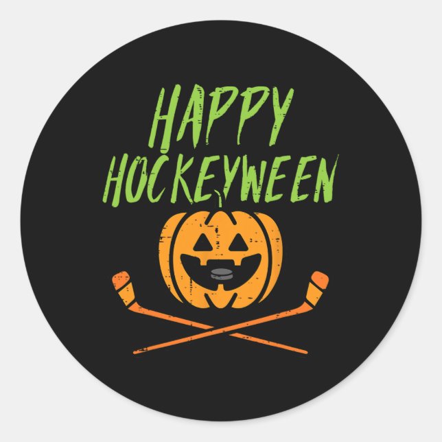 Pegatina Redonda Hockeyween Hockey Halloween Halloween Halloween (Anverso)