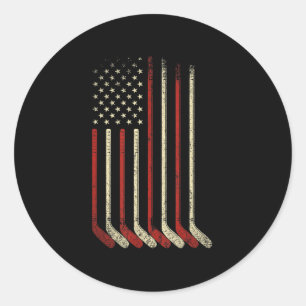 Pegatina Redonda Hoco de hielo de jugador de hockey estadounidense 