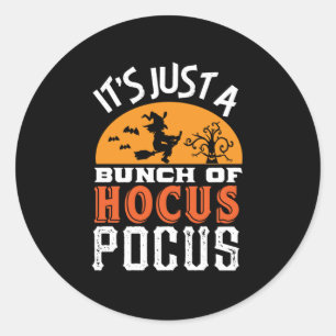 Pegatina Redonda Hocus curioso ocus deja ver Halloween retro vintag