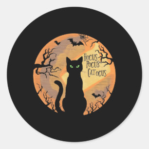 Pegatina Redonda Hocus Pocus Catocus Halloween Amante del Gato Negr