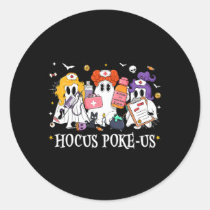 Pegatina Redonda Hocus Poke-us Enfermera de bruja Funny Halloween S