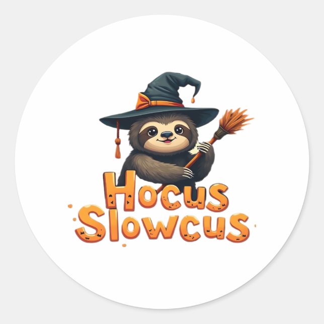 Pegatina Redonda Hocus Slowcus Sloth amantes del disfraz de Hallowe (Anverso)