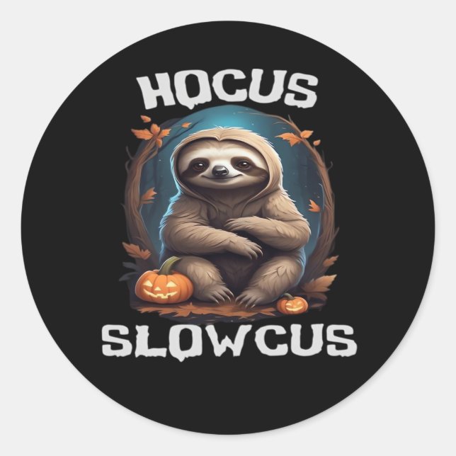 Pegatina Redonda Hocus Slowcus Sloth amantes del disfraz de Hallowe (Anverso)