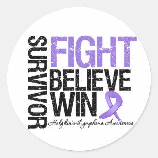 Pegatina Redonda Hodgkins Linfoma Sobreviviente Lucha Creer Win Mot