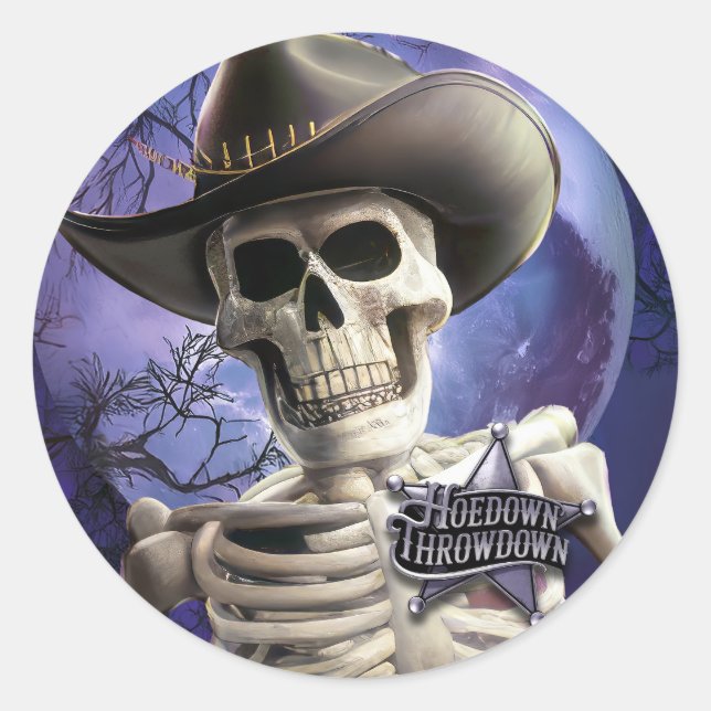Pegatina Redonda Hoedown Throwdown, Boney James Skeleton (Anverso)