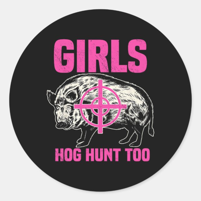 Pegatina Redonda Hog Hung Boar Cazador de Cerdos (Anverso)