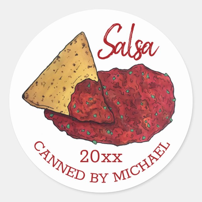 Pegatina Redonda Hogar casero de salsa de tomate caliente recubiert (Anverso)