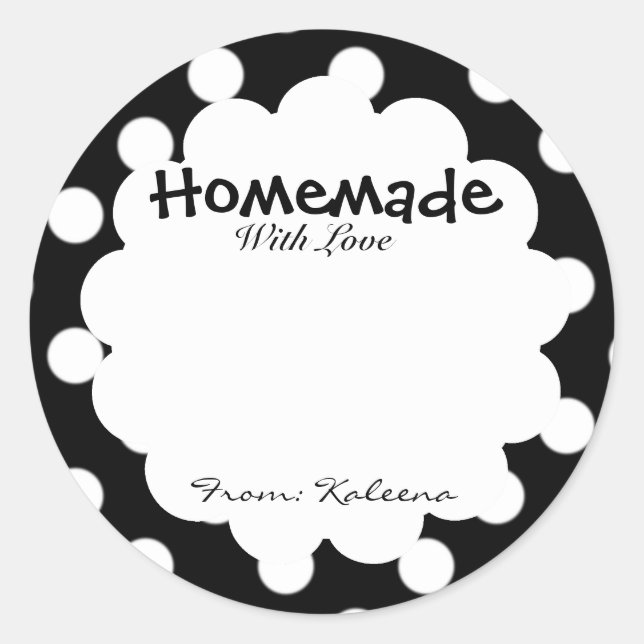 Pegatina Redonda Hogar con amor Retro Polka Dot (Anverso)