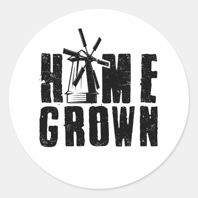 Pegatina Redonda Hogar cultivado (Anverso)