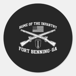 Pegatina Redonda Hogar de la infantería fort benning rifles cruzado