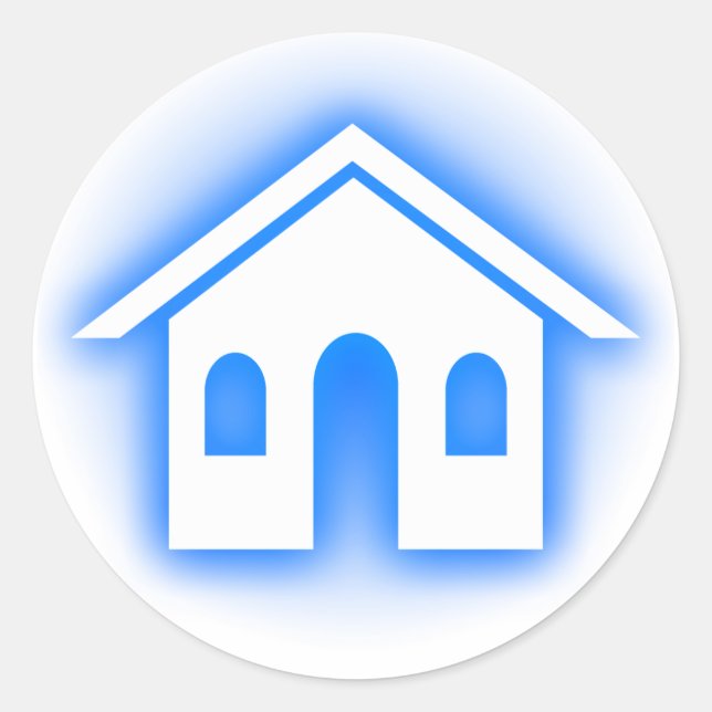 Pegatina Redonda hogar de resplandor azul (Anverso)